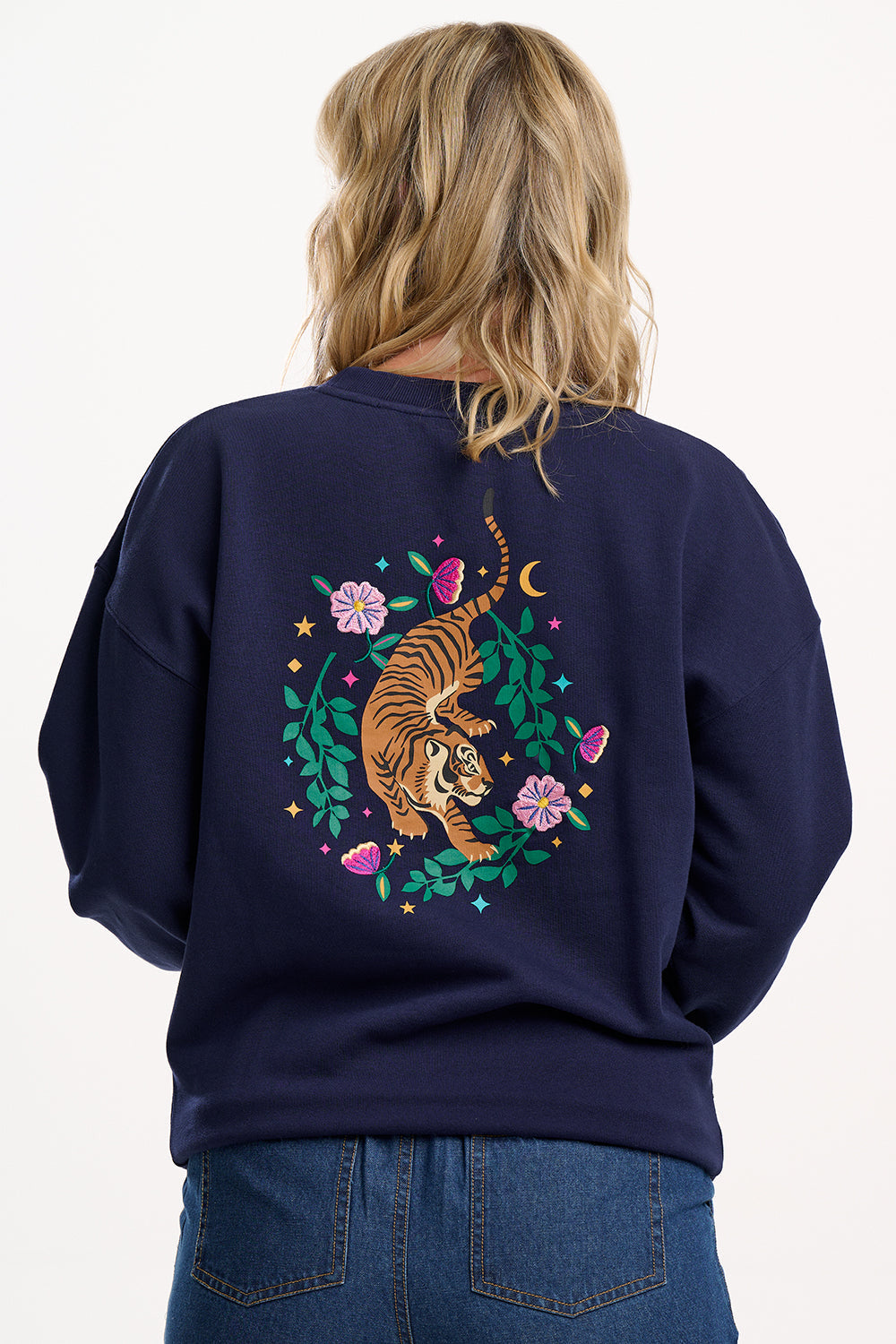 Eadie Relaxed Sweatshirt - Navy, Midnight Magic Tiger