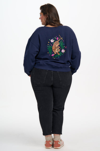 Eadie Relaxed Sweatshirt - Navy, Midnight Magic Tiger
