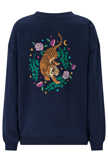 Eadie Relaxed Sweatshirt - Navy, Midnight Magic Tiger
