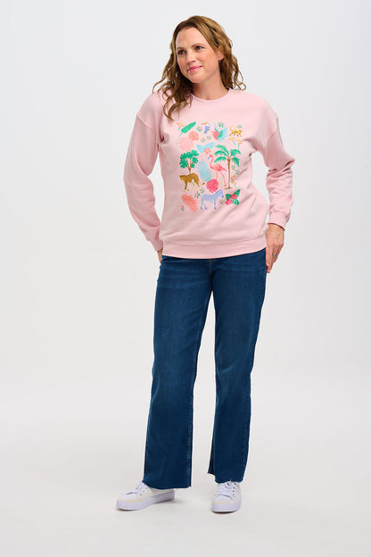 Noah Sweatshirt - Peach, Tropical Safari