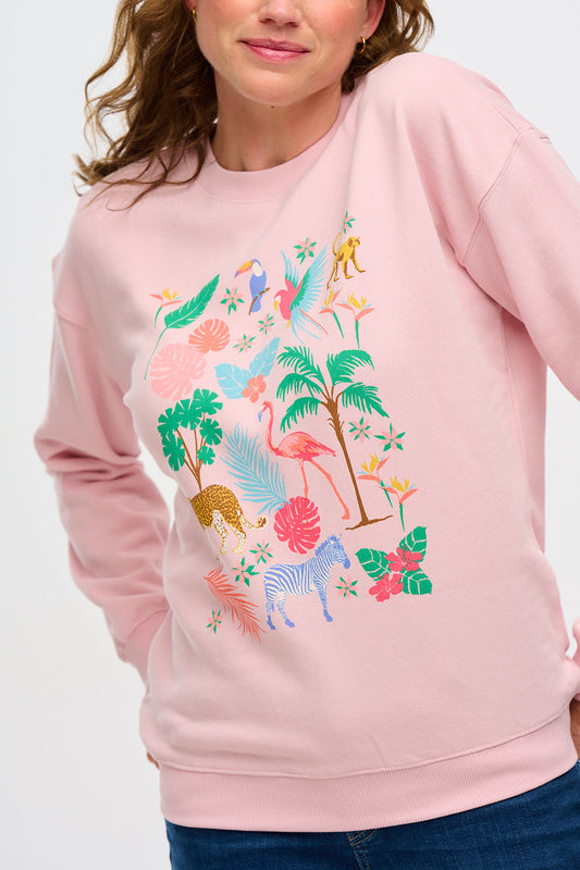Noah Sweatshirt - Peach, Tropical Safari