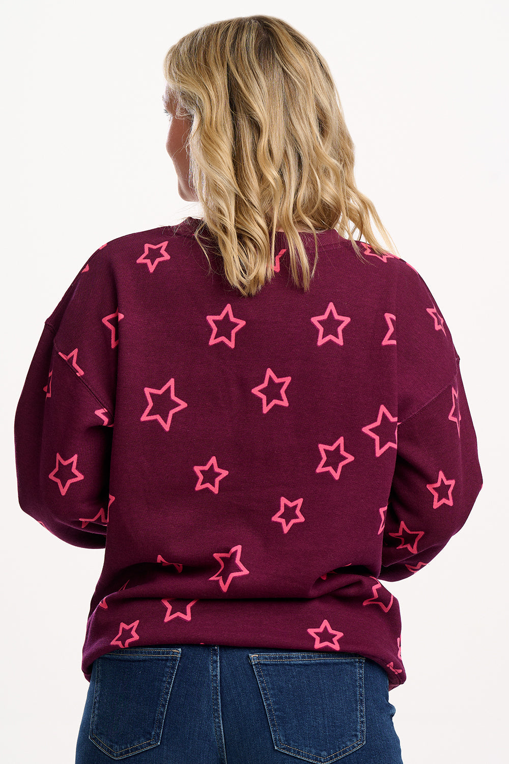 Eadie Relaxed Sweatshirt - Burgundy, Spaced Out Stars