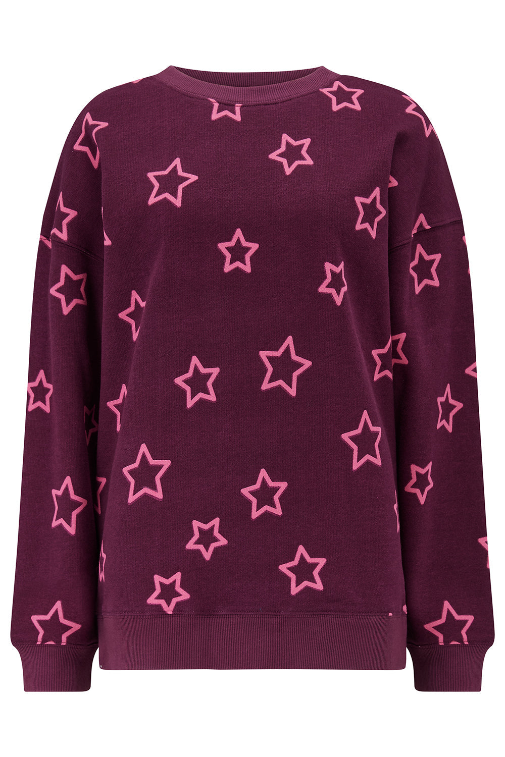 Eadie Relaxed Sweatshirt - Burgundy, Spaced Out Stars