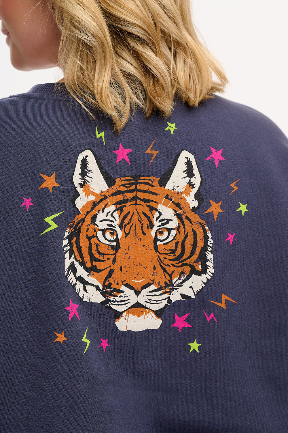 Eadie Relaxed Sweatshirt - Charcoal, Tiger & Stars