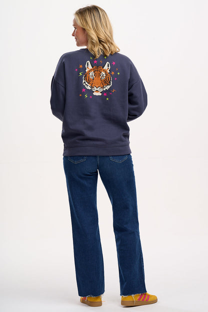 Eadie Relaxed Sweatshirt - Charcoal, Tiger & Stars