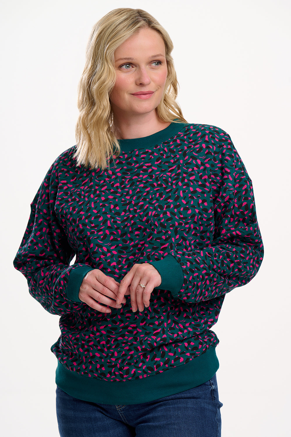 Eadie Relaxed Sweatshirt - Green, Layered Spot