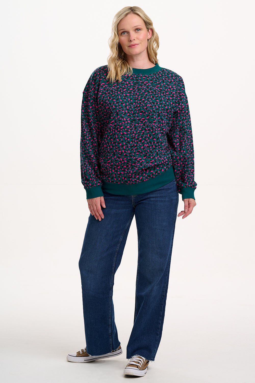 Eadie Relaxed Sweatshirt - Green, Layered Spot