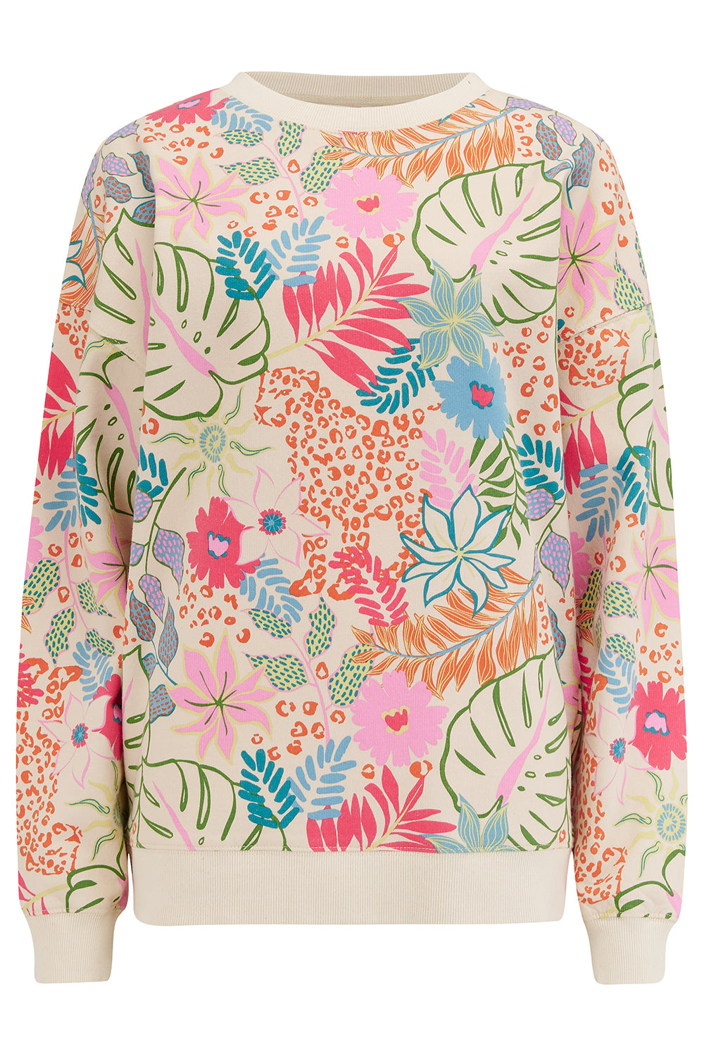 Eadie Relaxed Sweatshirt - Off-White/Multi, Painted Jungle