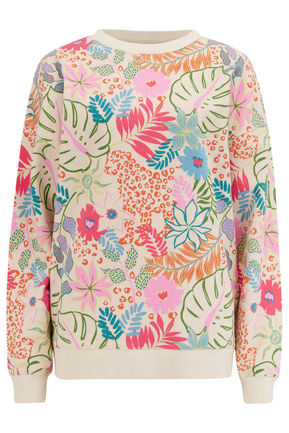 Eadie Relaxed Sweatshirt - Off-White/Multi, Painted Jungle