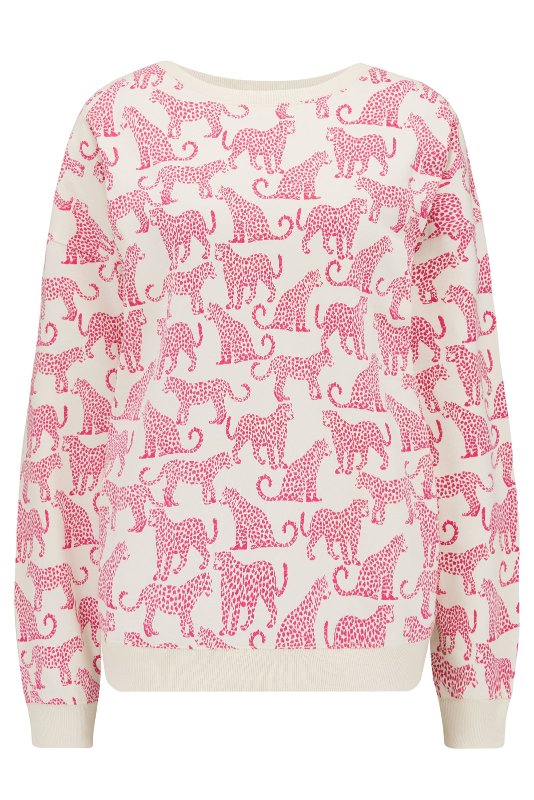 Eadie Relaxed Sweatshirt - Off-White, Pink Leopards
