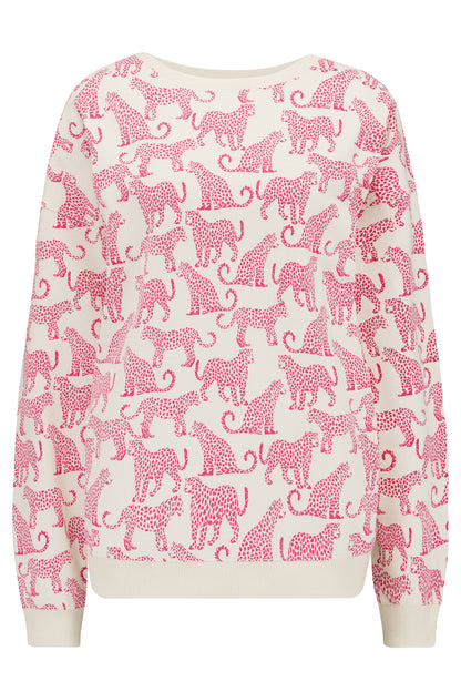 Eadie Relaxed Sweatshirt - Off-White, Pink Leopards