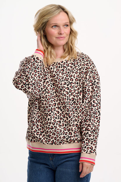 Eadie Relaxed Sweatshirt - Stone, Classic Leopard Retro Stripe