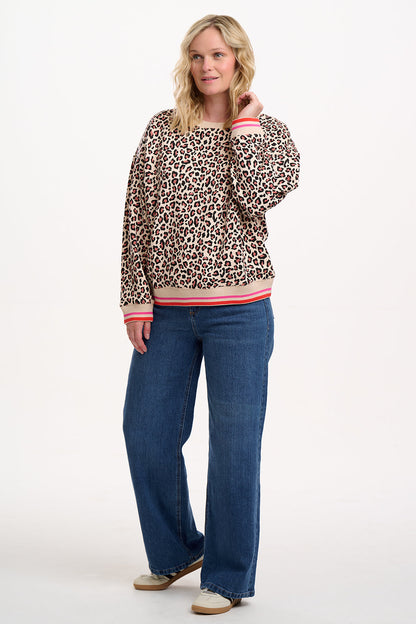 Eadie Relaxed Sweatshirt - Stone, Classic Leopard Retro Stripe