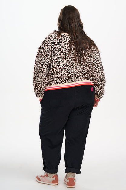 Eadie Relaxed Sweatshirt - Stone, Classic Leopard Retro Stripe