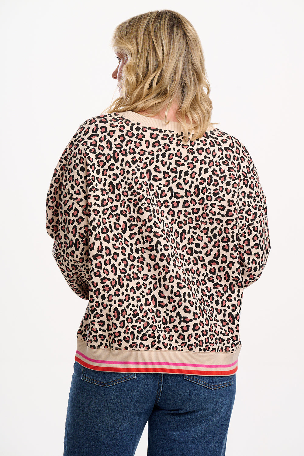 Eadie Relaxed Sweatshirt - Stone, Classic Leopard Retro Stripe