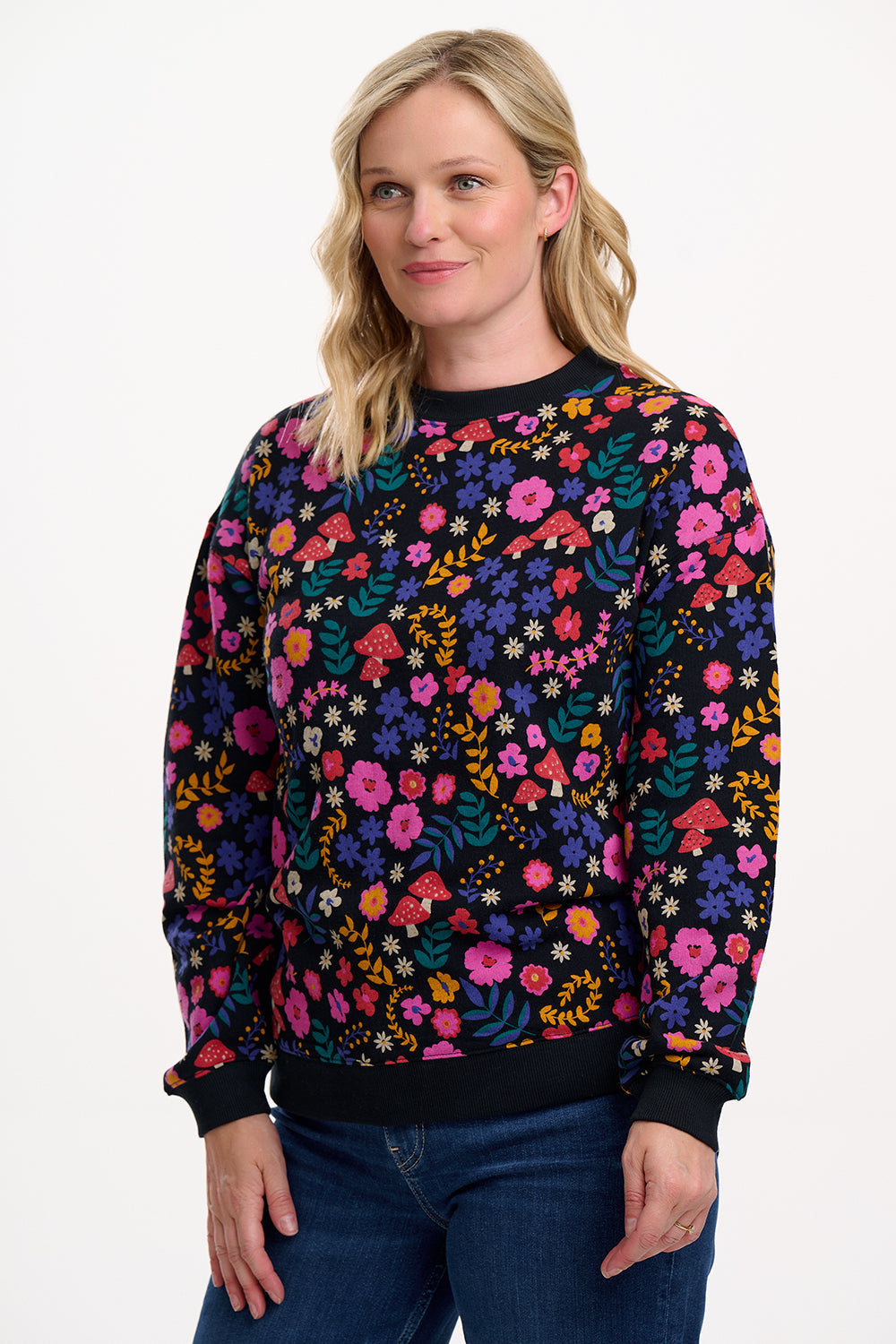 Noah Sweatshirt - Black/Multi, Toadstool Floral