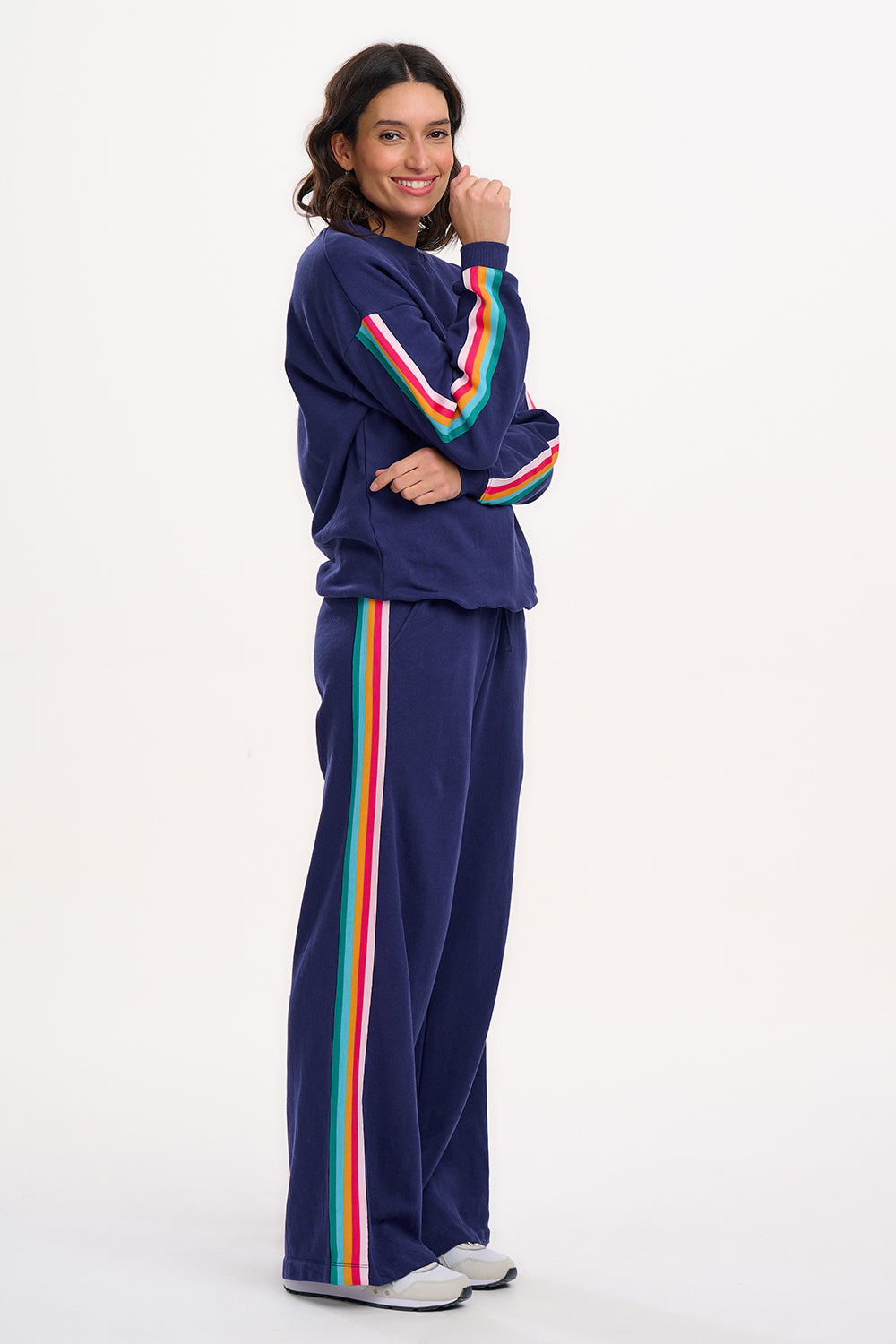 Noah Sweatshirt - Navy, Rainbow Trim