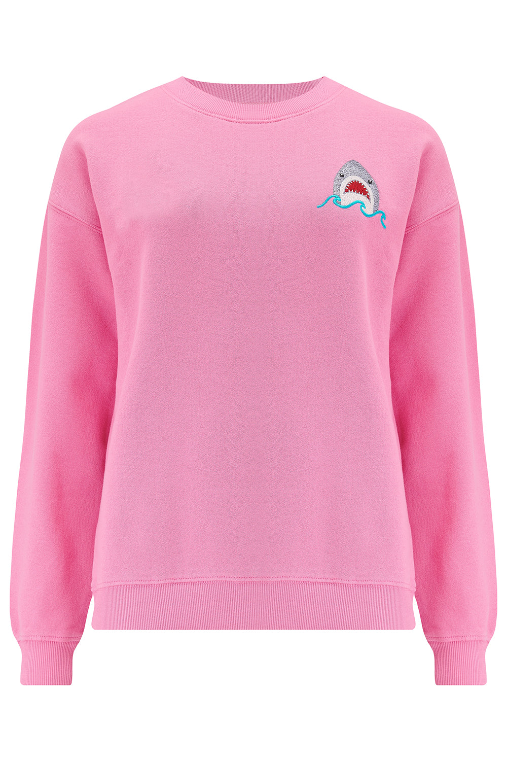 Noah Sweatshirt - Pink, Shark Embroidery