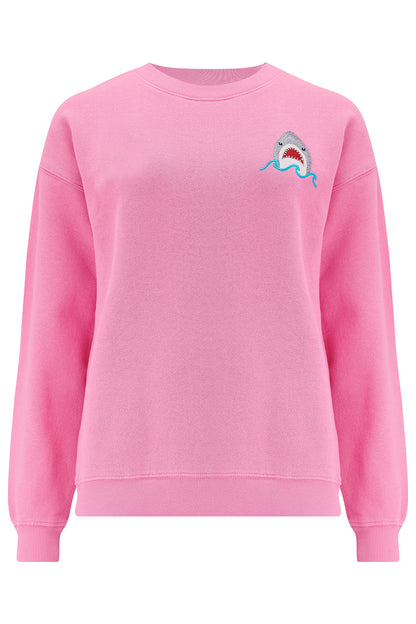 Noah Sweatshirt - Pink, Shark Embroidery