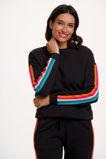 Noah Sweatshirt - Washed Black, Rainbow Trim