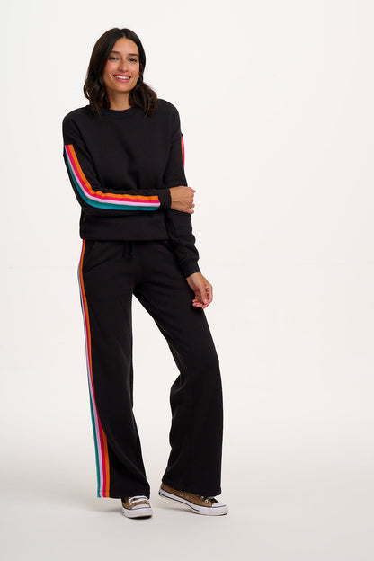 Noah Sweatshirt - Washed Black, Rainbow Trim