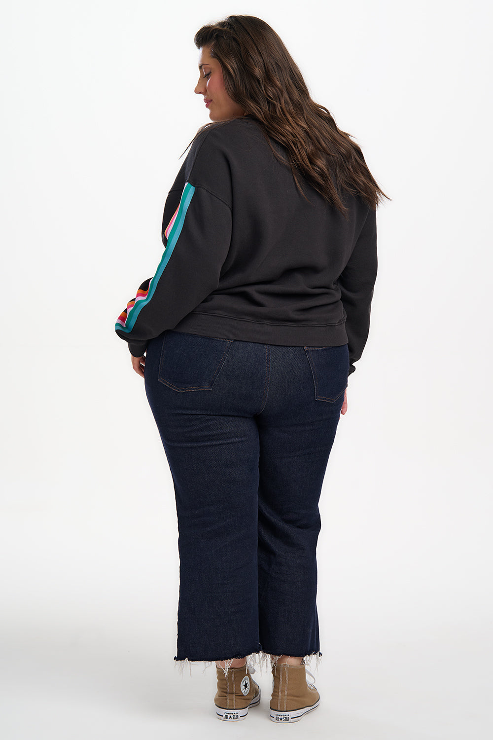 Noah Sweatshirt - Washed Black, Rainbow Trim