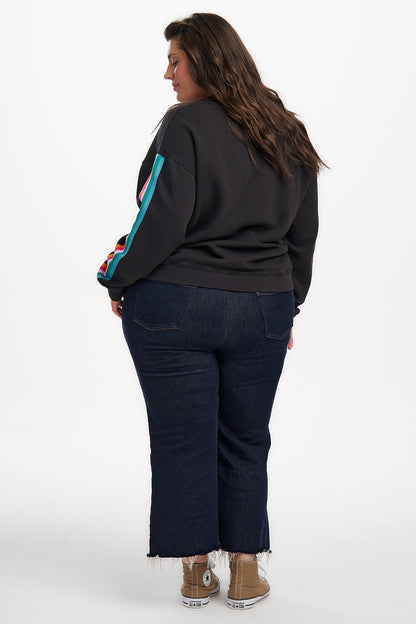 Noah Sweatshirt - Washed Black, Rainbow Trim