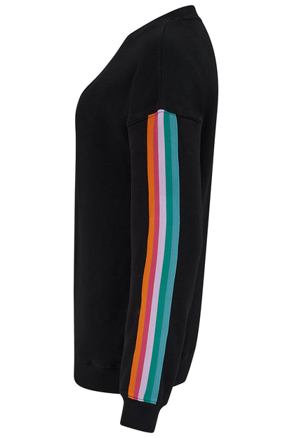 Noah Sweatshirt - Washed Black, Rainbow Trim